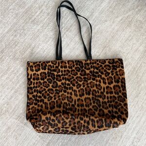 Zara Leopard Print Tote Bag - Black and Brown
